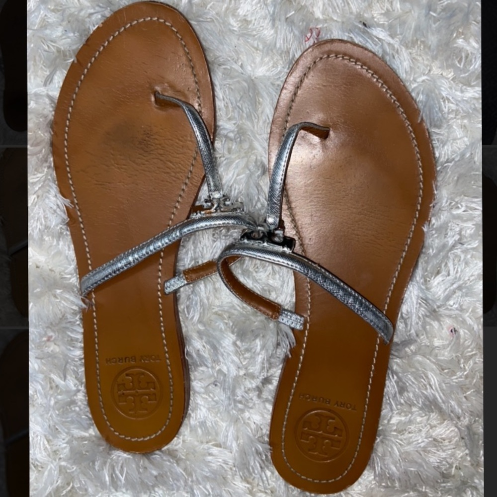 Silver Tory Burch Thong Sandals